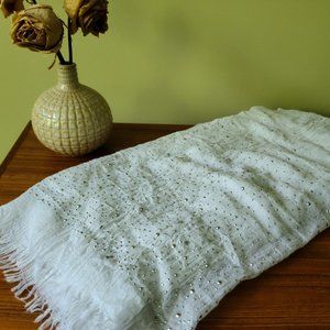 BCBG white gauzy jeweled scarf/wrap